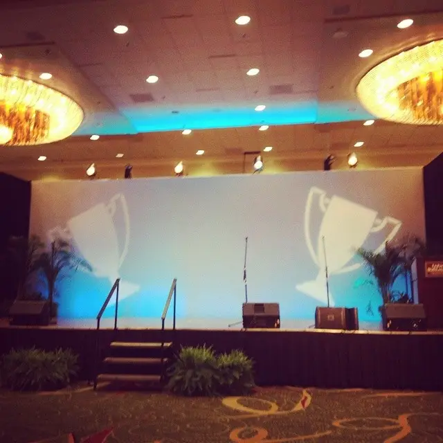 8 am is a little early for a rehearsal but I'm here.  This is the stage where I'll be tonight.  Marriott in downtown New Orleans. #NewOrleans #Marriott #LeahThompson #Leah #FarmBureau