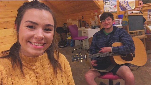 me and austin are working on some new songs!!! y’all be ready to see them on facebook and youtube!!!