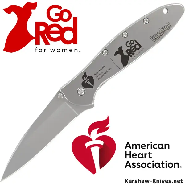 Laser Engraved Go Red For Women Kershaw Leek Pocket Knife